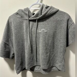 Lazy Pants Grey Hooded Terry Cloth Cropped Top